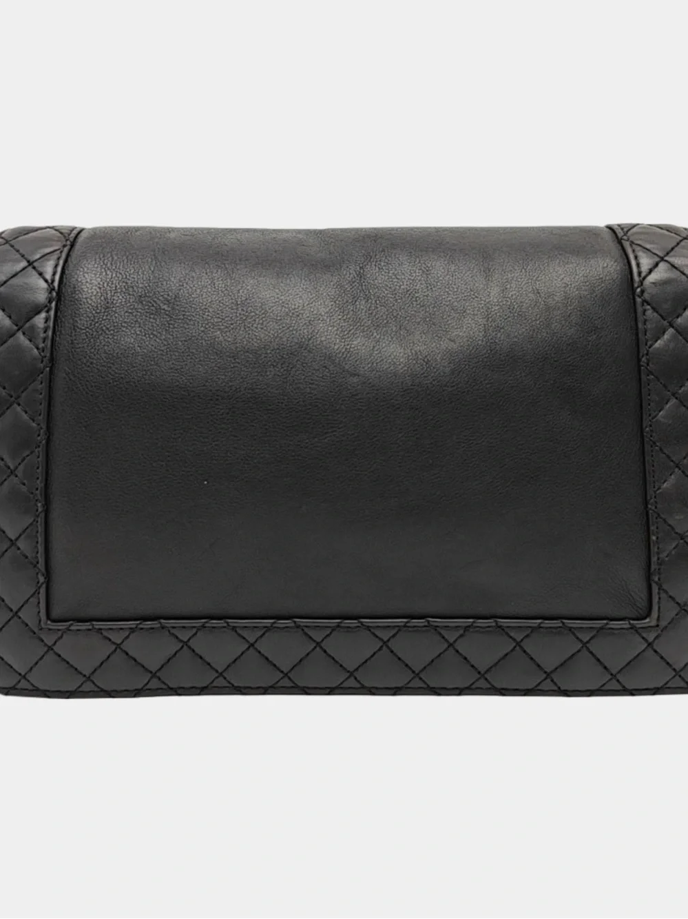 CHANEL Black Quilted & Smooth Leather Shoulder Bag with Silver-Tone CC Lock
